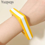 Colorful Square Resin Acrylic Bangle Bracelet for Women