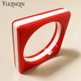 Colorful Square Resin Acrylic Bangle Bracelet for Women