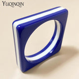 Colorful Square Resin Acrylic Bangle Bracelet for Women