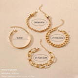 4Pcs Punk Heavy Metal Chain Link Bracelet Bangle Set