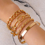 4Pcs Punk Heavy Metal Chain Link Bracelet Bangle Set