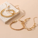 4Pcs Punk Heavy Metal Chain Link Bracelet Bangle Set