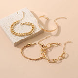 4Pcs Punk Heavy Metal Chain Link Bracelet Bangle Set