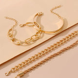 4Pcs Punk Heavy Metal Chain Link Bracelet Bangle Set