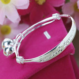 Letter Pattern Silver Plated Baby Bracelet with Bell