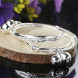 Letter Pattern Silver Plated Baby Bracelet with Bell