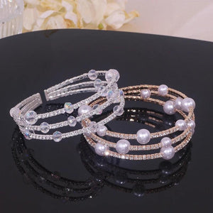 Multilayer Rhinestone Cuff Bangles Crystal Bracelets - Wedding Jewelry