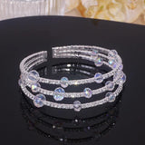 Multilayer Rhinestone Cuff Bangles Crystal Bracelets - Wedding Jewelry