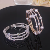 Multilayer Rhinestone Cuff Bangles Crystal Bracelets - Wedding Jewelry