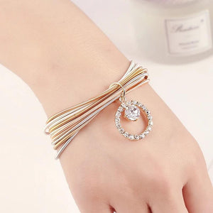 Metal Guitar String Jewelry Circular Rhinestone Spring Bracelet