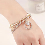 Metal Guitar String Jewelry Circular Rhinestone Spring Bracelet