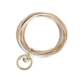 Metal Guitar String Jewelry Circular Rhinestone Spring Bracelet