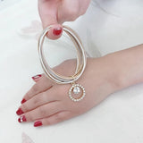 Metal Guitar String Jewelry Circular Rhinestone Spring Bracelet
