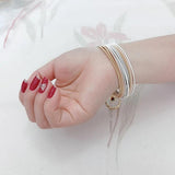 Metal Guitar String Jewelry Circular Rhinestone Spring Bracelet