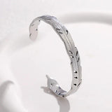 316L Stainless Steel Feather Cuff Bracelet For Women Girl Bangle Gift