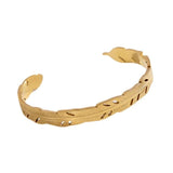 316L Stainless Steel Feather Cuff Bracelet For Women Girl Bangle Gift