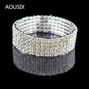 Crystal Stretch Shine Bracelets Set for Women Wedding Bridal Gift