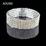Crystal Stretch Shine Bracelets Set for Women Wedding Bridal Gift