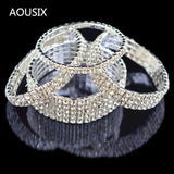 Crystal Stretch Shine Bracelets Set for Women Wedding Bridal Gift