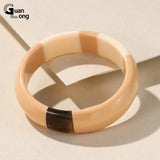 Colorful Resin Bangles Geometric Round Bracelets Retro Travel Jewelry