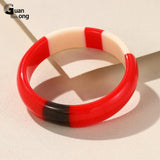 Colorful Resin Bangles Geometric Round Bracelets Retro Travel Jewelry