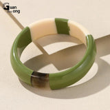Colorful Resin Bangles Geometric Round Bracelets Retro Travel Jewelry