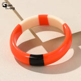 Colorful Resin Bangles Geometric Round Bracelets Retro Travel Jewelry