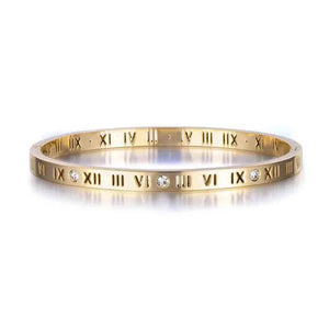 Roman Numeral CZ Wedding Ring Bangle Set AB17050