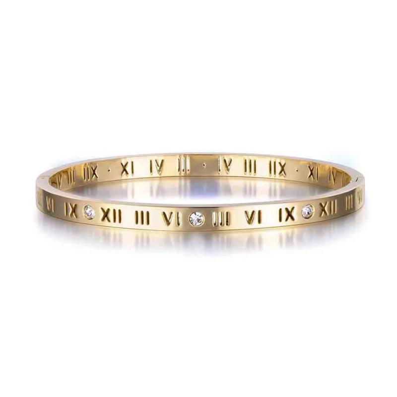 Roman Numeral CZ Wedding Ring Bangle Set AB17050