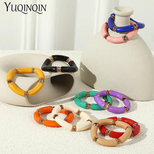 Colorful Vintage Bangle Bracelet Charms Resin Acrylic Adjustable