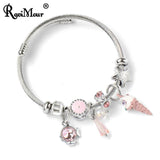 Stainless Steel Charm Bracelet Ice Cream Crystal Bangle