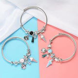 Stainless Steel Charm Bracelet Ice Cream Crystal Bangle