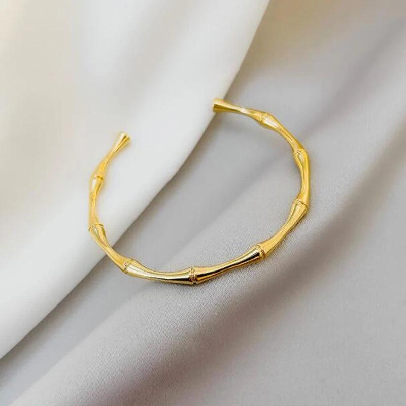 Stainless Steel Bamboo Joint Bangles Bracelet Gift Jewelry