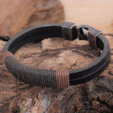 Double Row Gunny Bag Leather Punk Bracelet Men's Knitted
