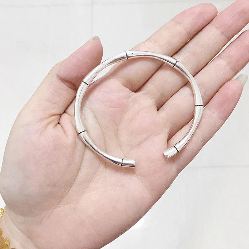 Silver Hot Glossy Bamboo Bangle - Gorgeous Jewelry Gift