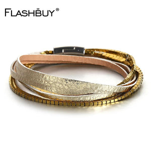 Boho Charm Beaded Leather Wrap Bracelet