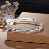 Silver Flower Bracelet Women Girl Birthday Retro Adjustable Jewelry