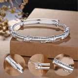 Silver Flower Bracelet Women Girl Birthday Retro Adjustable Jewelry