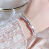 Silver Flower Bracelet Women Girl Birthday Retro Adjustable Jewelry