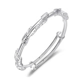 Silver Flower Bracelet Women Girl Birthday Retro Adjustable Jewelry