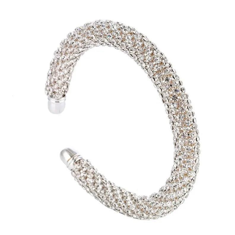 Silver Crystal Rhinestone Chain Bracelet for Women
