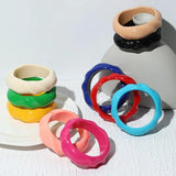 Engraved Resin Cuff Bracelet Acrylic Charm Wide Bangle for Women