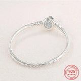 Heart Shining Snake Chain Women Bracelet - Silver Plated Bangle