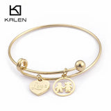 Mom Love Heart Bangles Stainless Steel Summer Jewelry