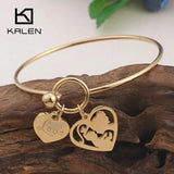 Mom Love Heart Bangles Stainless Steel Summer Jewelry