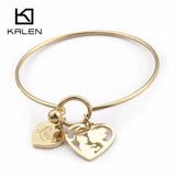 Mom Love Heart Bangles Stainless Steel Summer Jewelry