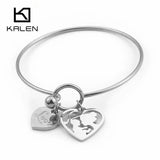 Mom Love Heart Bangles Stainless Steel Summer Jewelry