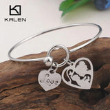 Mom Love Heart Bangles Stainless Steel Summer Jewelry