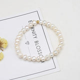 Freshwater Pearl Elastic Bracelet 6-7mm Charms Women Gift