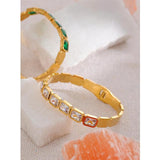 Green CZ Bracelet Bangle Stainless Steel Waterproof High Jewelry Women